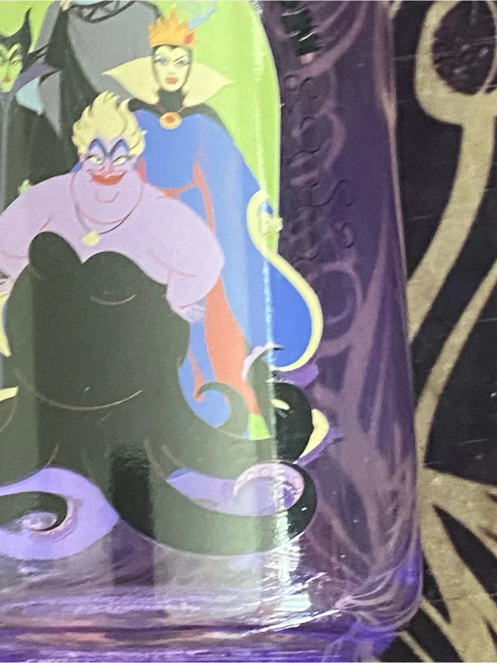 Disney Villains Glass Tumbler Cup With Wood Lid 16oz Bad Reputation 5.5”H
